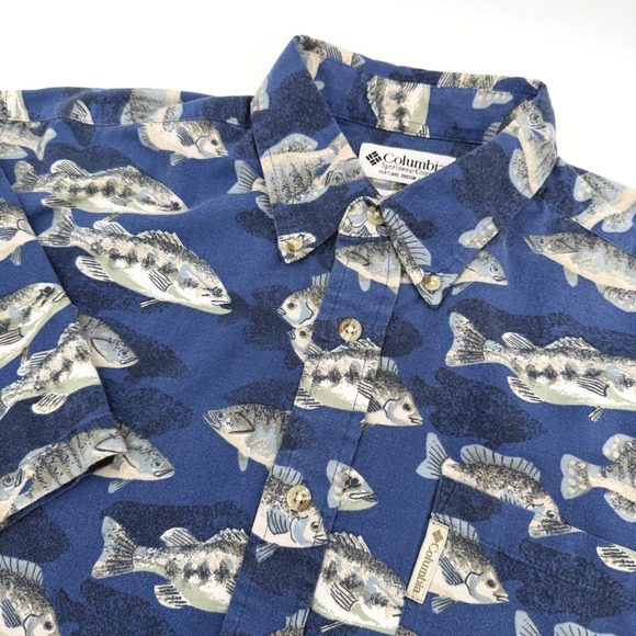 columbia sportswear Other - Columbia Shirt Mens Medium Blue Fish Print Short Sleeve Fishing Outdoors *Wear